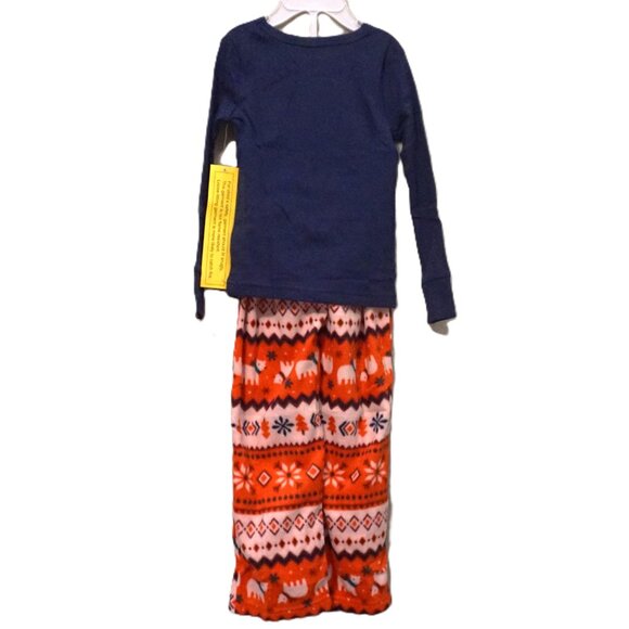 Cat & Jack 2 Piece Pajamas Navy Top with Polar Bear Fleece Bottoms Boy’s 18 Mont - Picture 3 of 6
